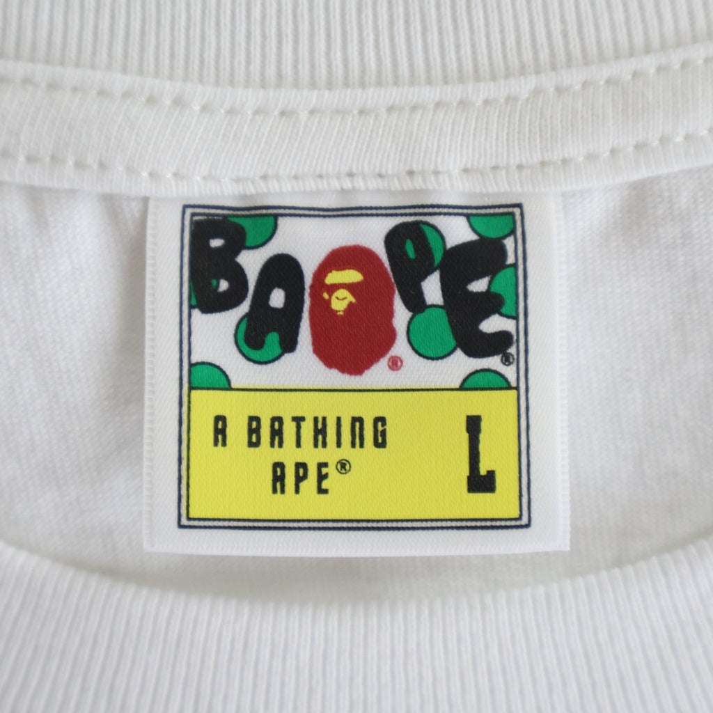 A BATHING APE(アベイシングエイプ) エイプヘッドロゴ カモ柄 半袖Tシャツ カットソー クルーネック ホワイト 0ZXTEM020101Q