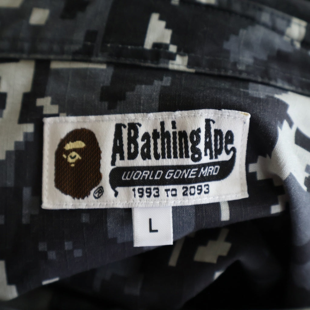 A BATHING APE(アベイシングエイプ) MULTI PIXEL CAMO MILITARY SHIRT マルチ ピクセル カモ ミリタリー シャツ グレー 0ZXSTM319401Q