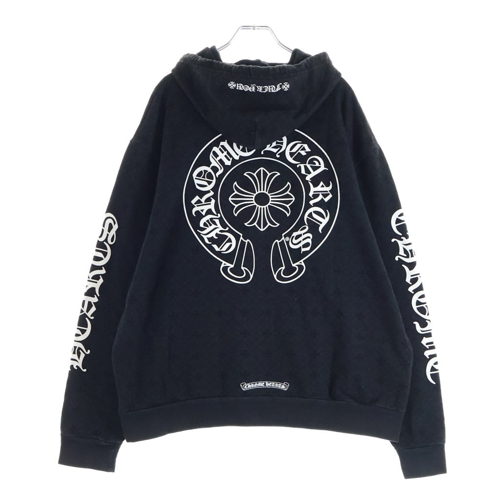 CHROME HEARTS(クロムハーツ) SWTSHRT PLVR CHプラス総柄 バックホースシュープリント プルオーバースウェットパーカー フーディー ブラック