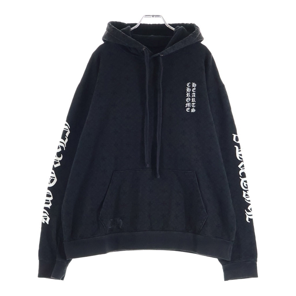 CHROME HEARTS(クロムハーツ) SWTSHRT PLVR CHプラス総柄 バックホースシュープリント プルオーバースウェットパーカー フーディー ブラック