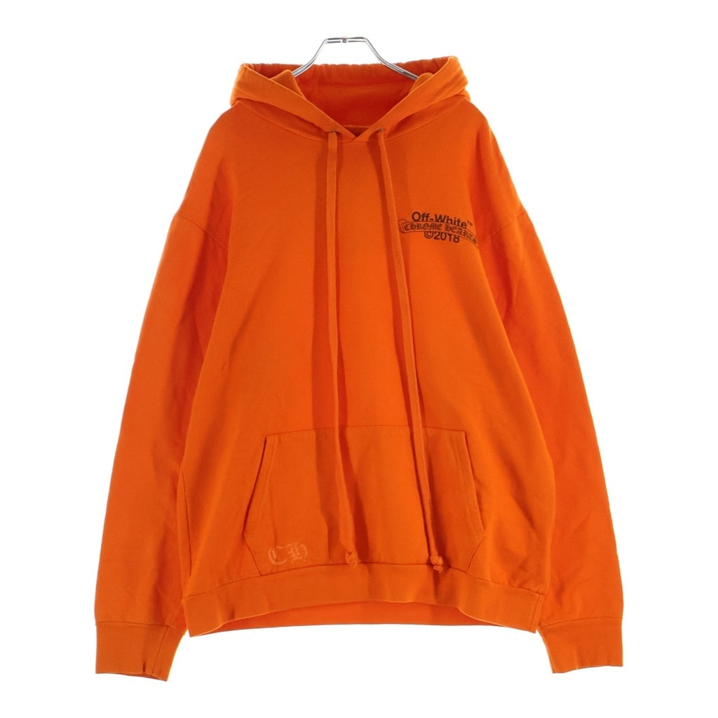 CHROME HEARTS(クロムハーツ) OFF-WHITE SWTSHRT PLVR オフホワイト バックスクロールプリント プルオーバースウェットパーカー フーディー オレンジ
