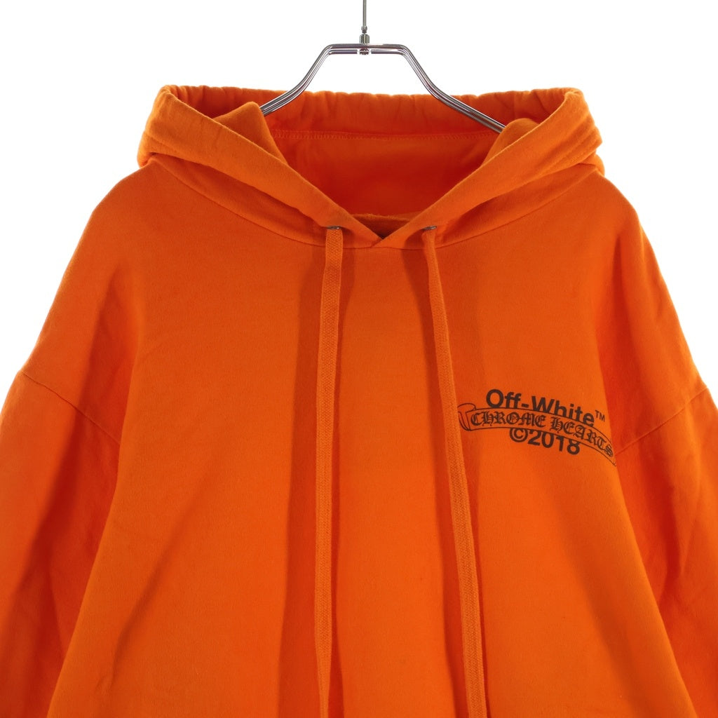 CHROME HEARTS(クロムハーツ) OFF-WHITE SWTSHRT PLVR オフホワイト バックスクロールプリント プルオーバースウェットパーカー フーディー オレンジ