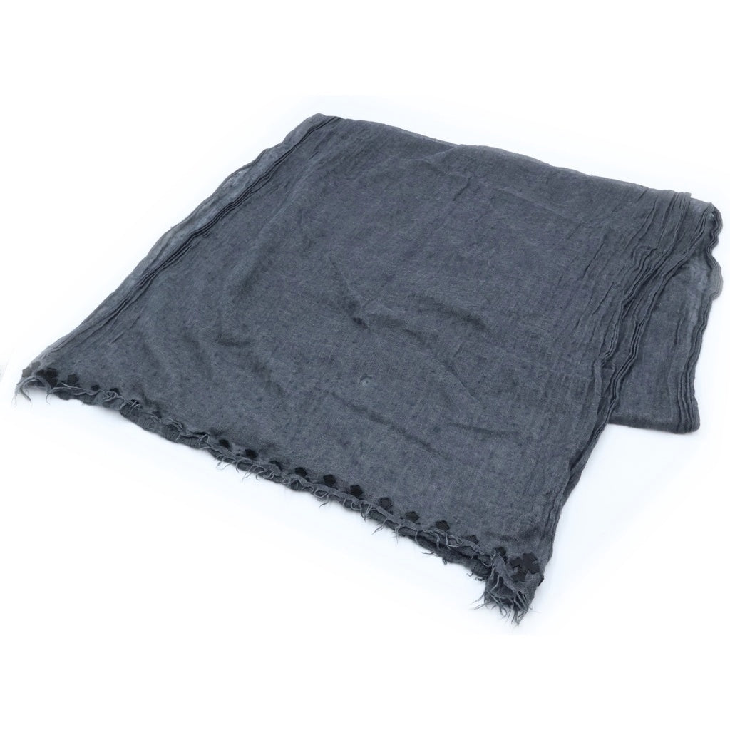 CHROME HEARTS(クロムハーツ) CH STOLE レザークロスパッチ フリンジストール グレー