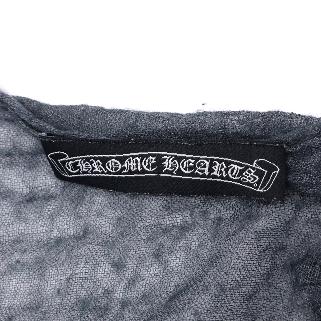 CHROME HEARTS(クロムハーツ) CH STOLE レザークロスパッチ フリンジストール グレー