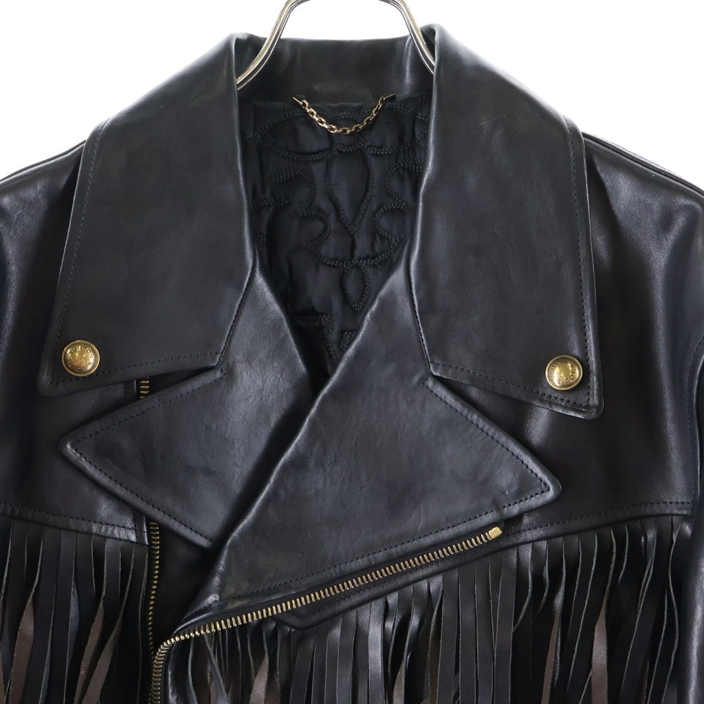 LOUIS VUITTON(ルイヴィトン) 24AW Fringe Leather Jacket 裏地キルティング フリンジ レザージャケット ブラック RM242 MKV HRL80E / HRL80EEMKV