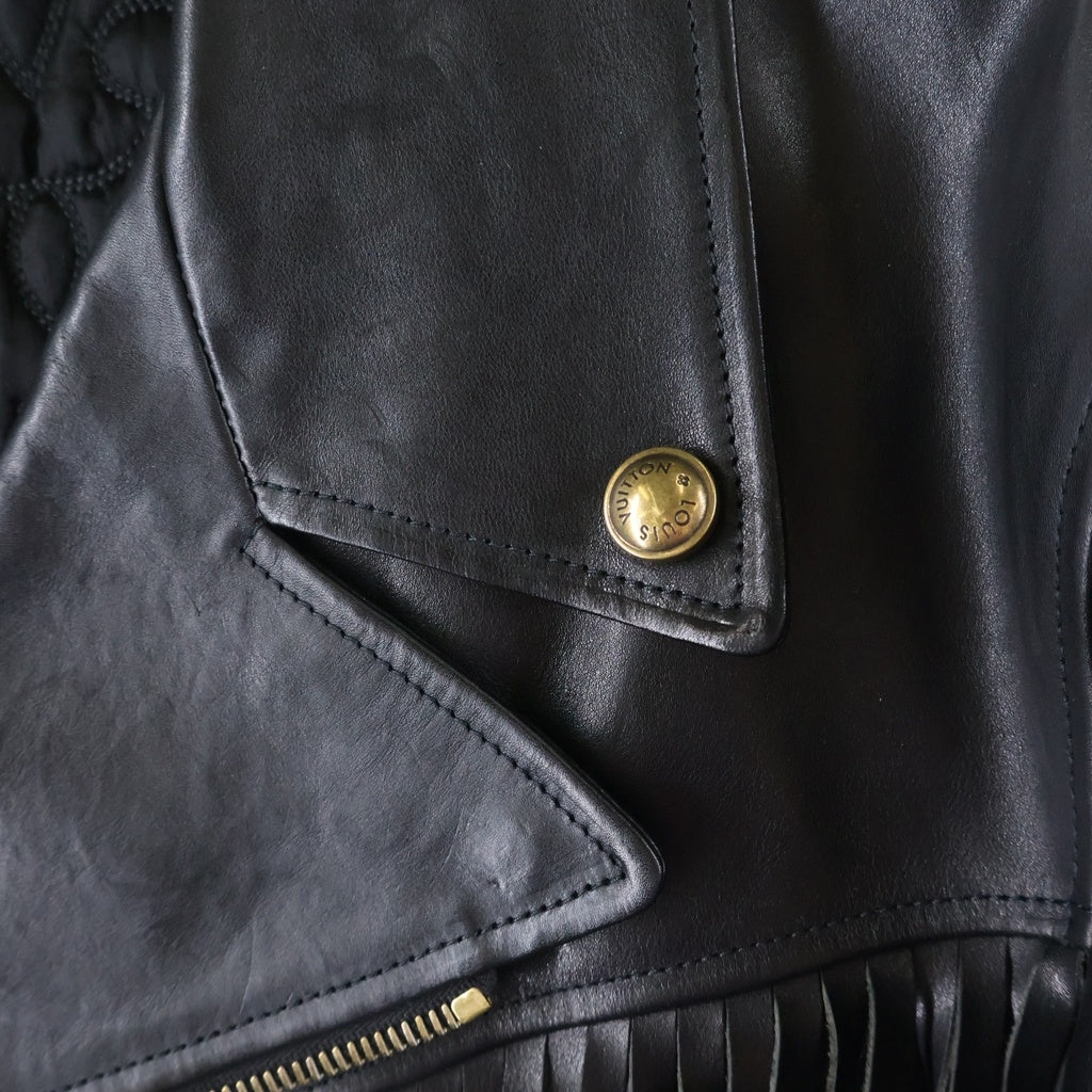 LOUIS VUITTON(ルイヴィトン) 24AW Fringe Leather Jacket 裏地キルティング フリンジ レザージャケット ブラック RM242 MKV HRL80E / HRL80EEMKV