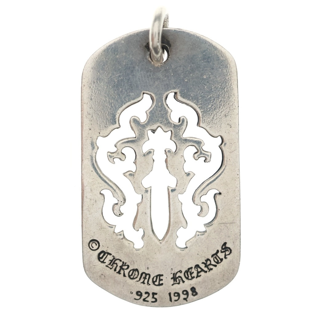 CHROME HEARTS(クロムハーツ) OLD D TAG LRG DAGGER ヴァインダガーカットアウトドッグタグ ラージ ペンダントトップ シルバー