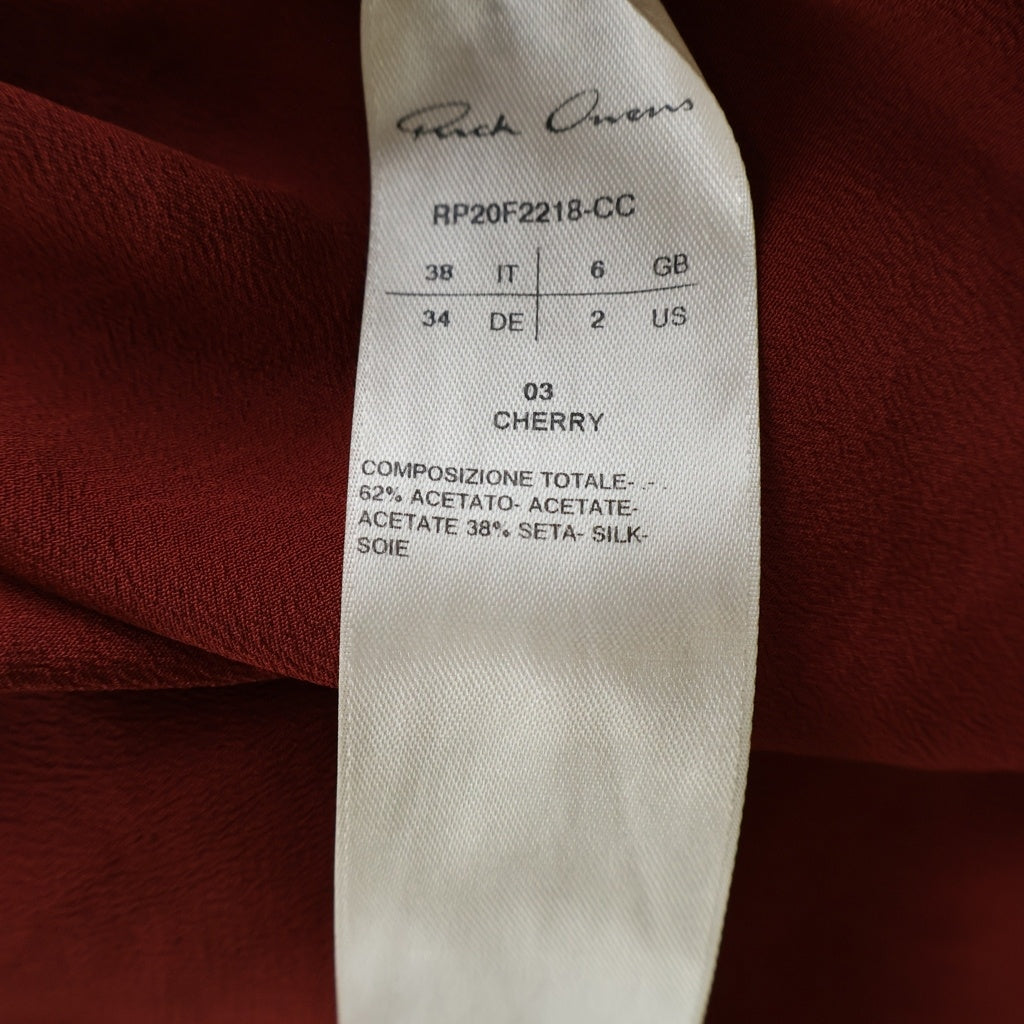 Rick Owens(リックオウエンス) 20FW カットオフデザイン クルーネック 半袖Tシャツ カットソー レッド レディース RP20F2218