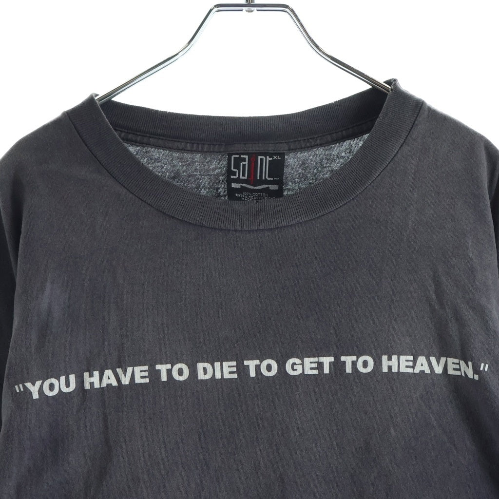 SAINT MICHAEL(セントマイケル) 24SS LS TEE SAINT CLUB ダメージ加工 長袖Tシャツ ロンT グレー SM-YS8-0000-016