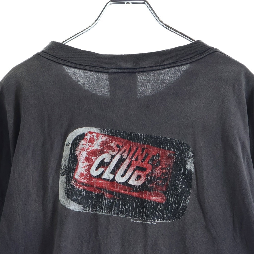 SAINT MICHAEL(セントマイケル) 24SS LS TEE SAINT CLUB ダメージ加工 長袖Tシャツ ロンT グレー SM-YS8-0000-016