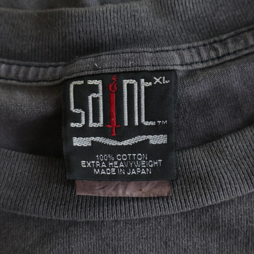 SAINT MICHAEL(セントマイケル) 24SS LS TEE SAINT CLUB ダメージ加工 長袖Tシャツ ロンT グレー SM-YS8-0000-016
