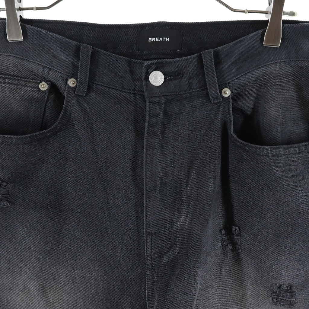 BLESS(ブレス) 25AW COATING DAMAGE DENIM PANTS コーティング加工 ダメージデニムパンツ グレー BR25AW-P1015