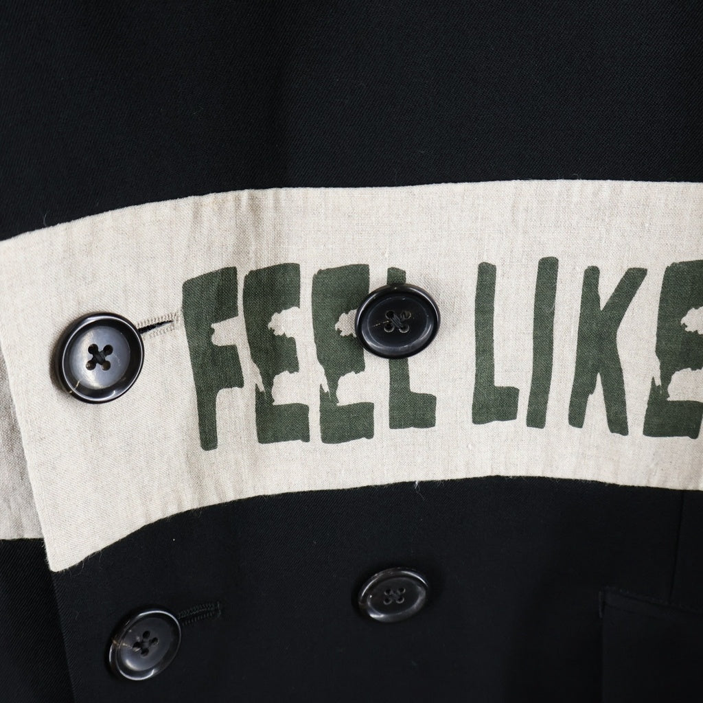 Yohji Yamamoto POUR HOMME(ヨウジヤマモト プールオム) FEEL LIKE GOING HOME プリント ロングジャケット コート HE-J06-802 ブラック