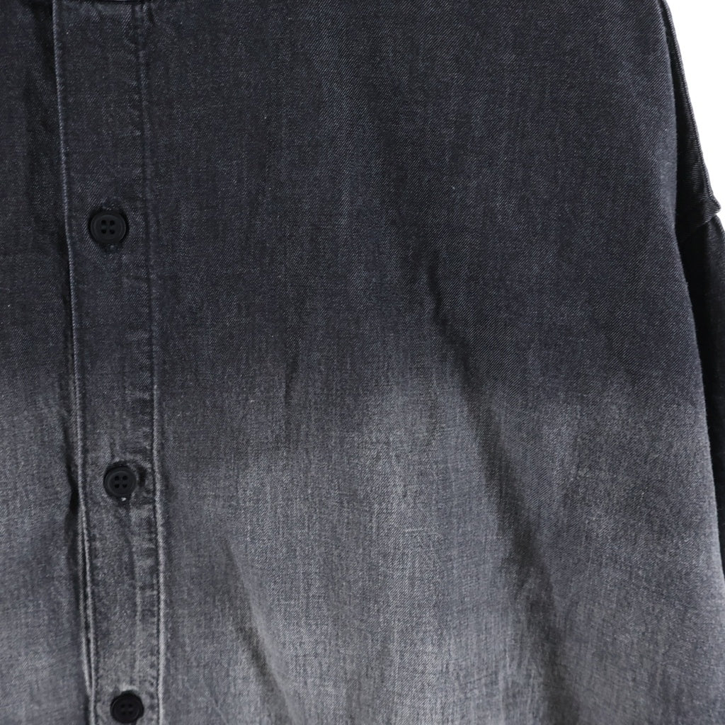 LAD MUSICIAN(ラッドミュージシャン) 4.5oz GRADATION DENIM BAND COLLAR BIG SHIRT 2126-121 グラデーションデニム バンドカラー長袖シャツ ブラック