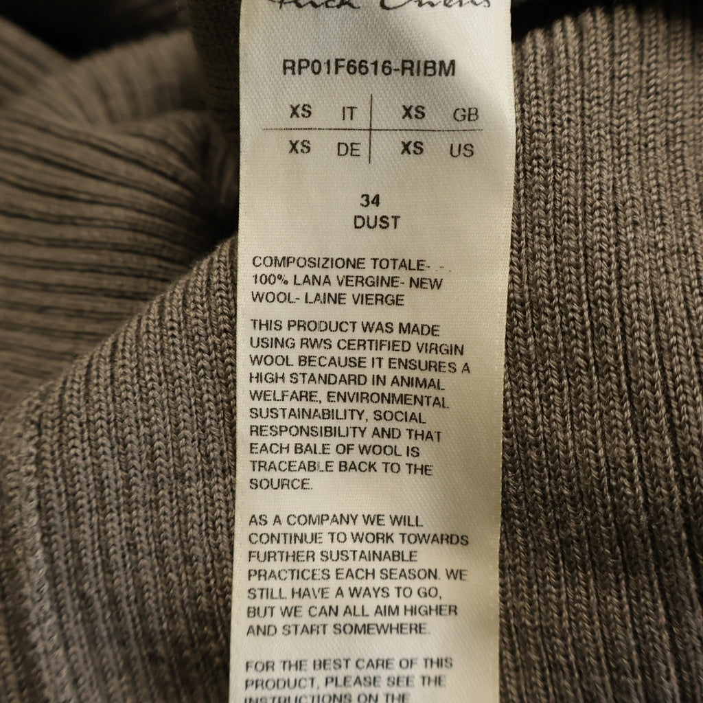 Rick Owens(リックオウエンス) 26SS Open-Back Mini Dress RP01F6616-RIBM オープンバック ニットドレス レディース グレー
