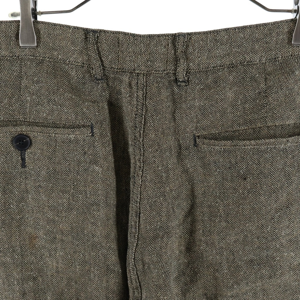 ENFANTS RICHES DEPRIMES(アンファンリッシュデプリメ) REPAIR TROUSERS リペア加工 ヘリンボーン ストレートパンツ ブラウン