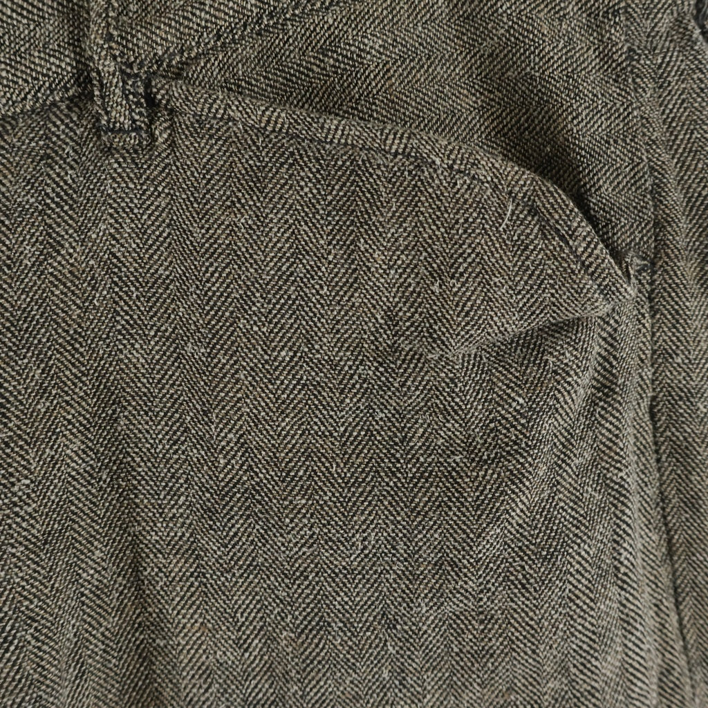 ENFANTS RICHES DEPRIMES(アンファンリッシュデプリメ) REPAIR TROUSERS リペア加工 ヘリンボーン ストレートパンツ ブラウン