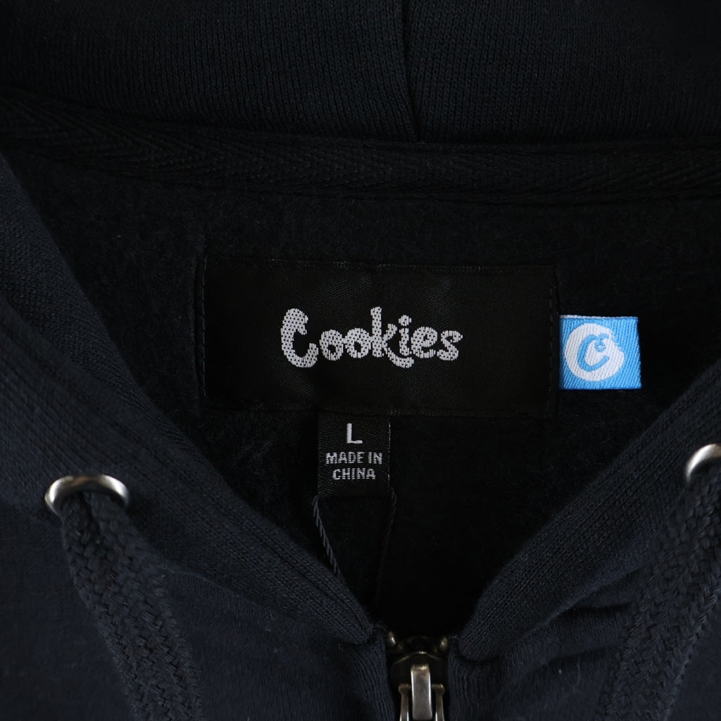 NO BRAND(ノーブランド) COOKIES CLOTHING クッキーズ クロージング ロゴエンブロイダリー ジップアップ フーデッド スウェット パーカー ブラック CM253HFC13
