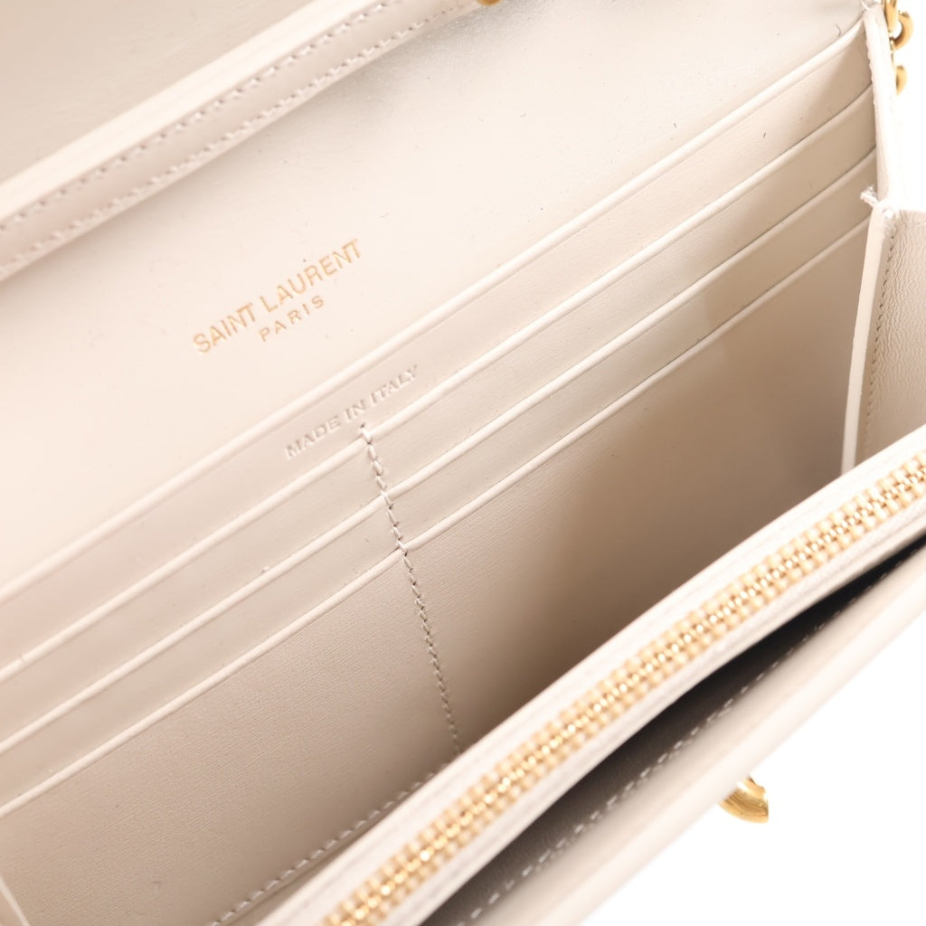 SAINT LAURENT PARIS(サンローランパリ) Le Maillon Chain Wallet Shoulder Bag マイヨン チェーンウォレット ショルダーバッグ 財布 アイボリー 696608 レディース