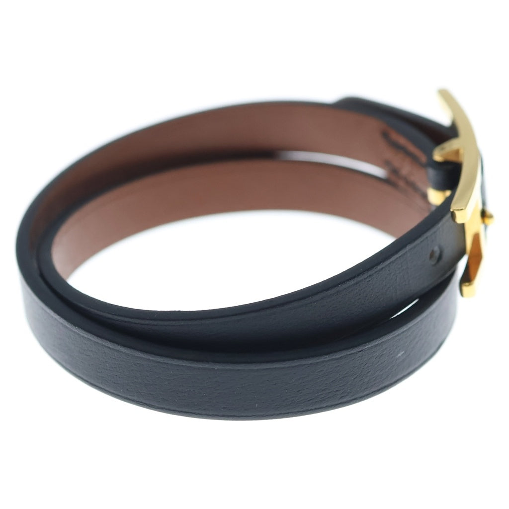 HERMES(エルメス) Bracelet Behapi Double Tourビーアピ レザーブレスレット ドゥブルトゥール ブラック/ゴールド レディース