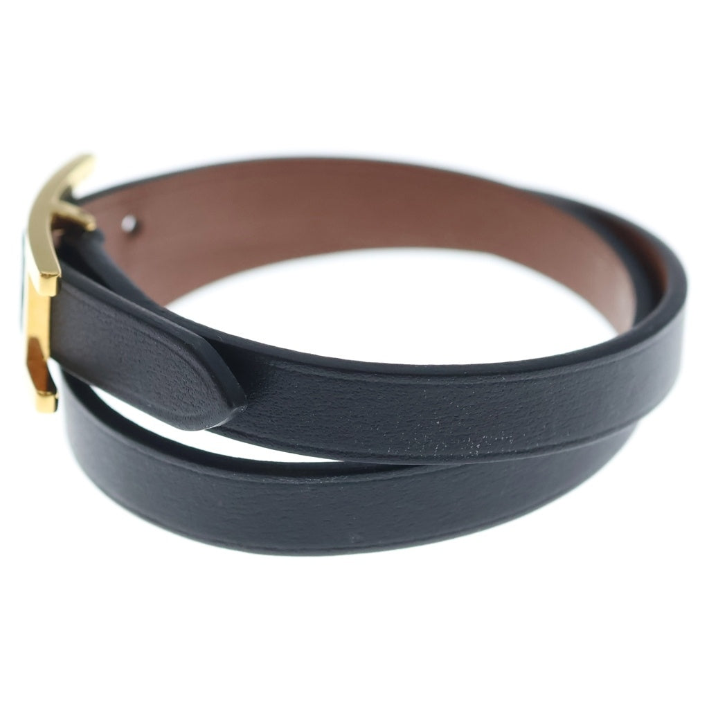 HERMES(エルメス) Bracelet Behapi Double Tourビーアピ レザーブレスレット ドゥブルトゥール ブラック/ゴールド レディース