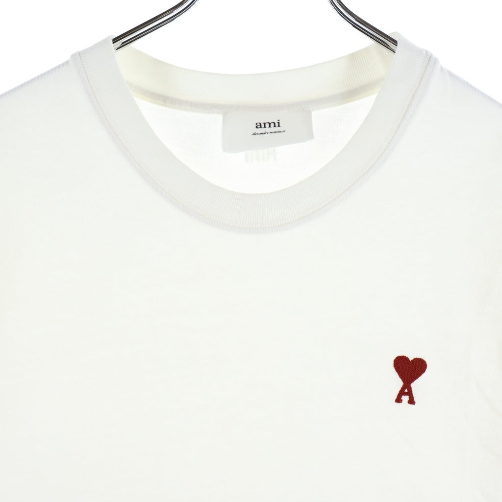 AMI Alexandre Mattiussi(アミアレクサンドルマテュッシ) T-Shirt ハートロゴ刺繍 半袖Tシャツ ホワイト BFUTS005.726