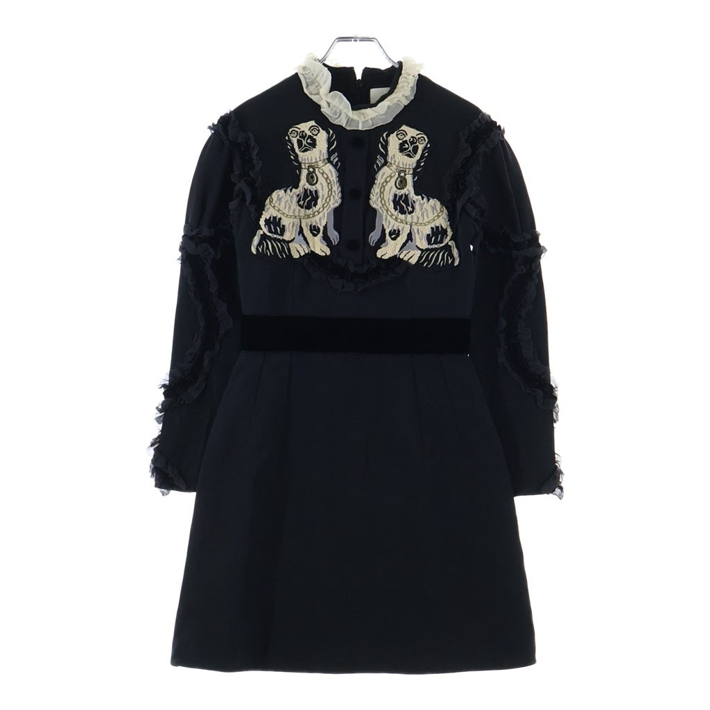 GUCCI(グッチ) Beaded Bosco Orso Dress 刺繍 レース装飾 ドレス ワンピース ブラック レディース 448831 ZIK12