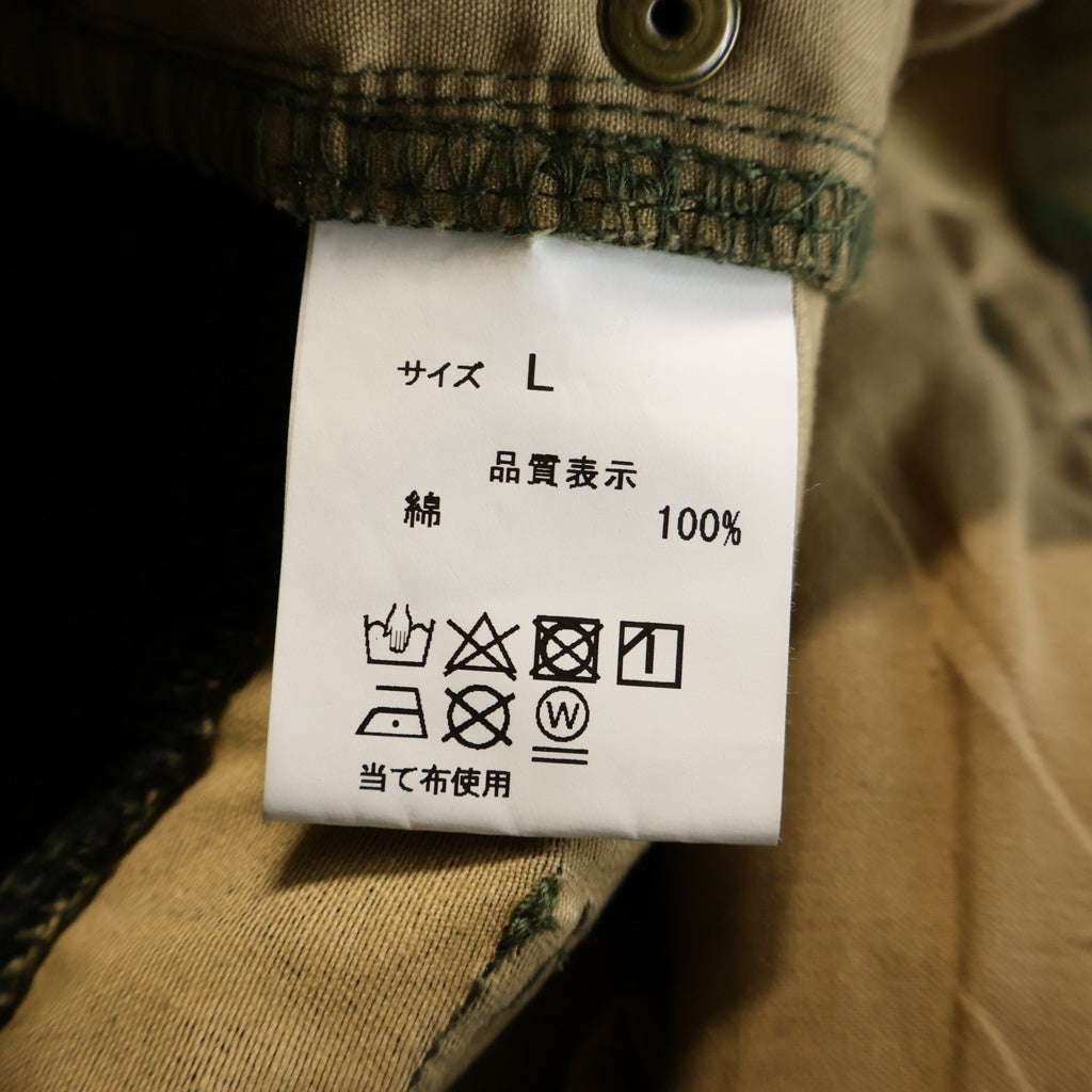 NO BRAND(ノーブランド) NO MASS PROD ノーマス プロッド カモ柄 切り替えデザイン ジップフライ ワークパンツ カーキ