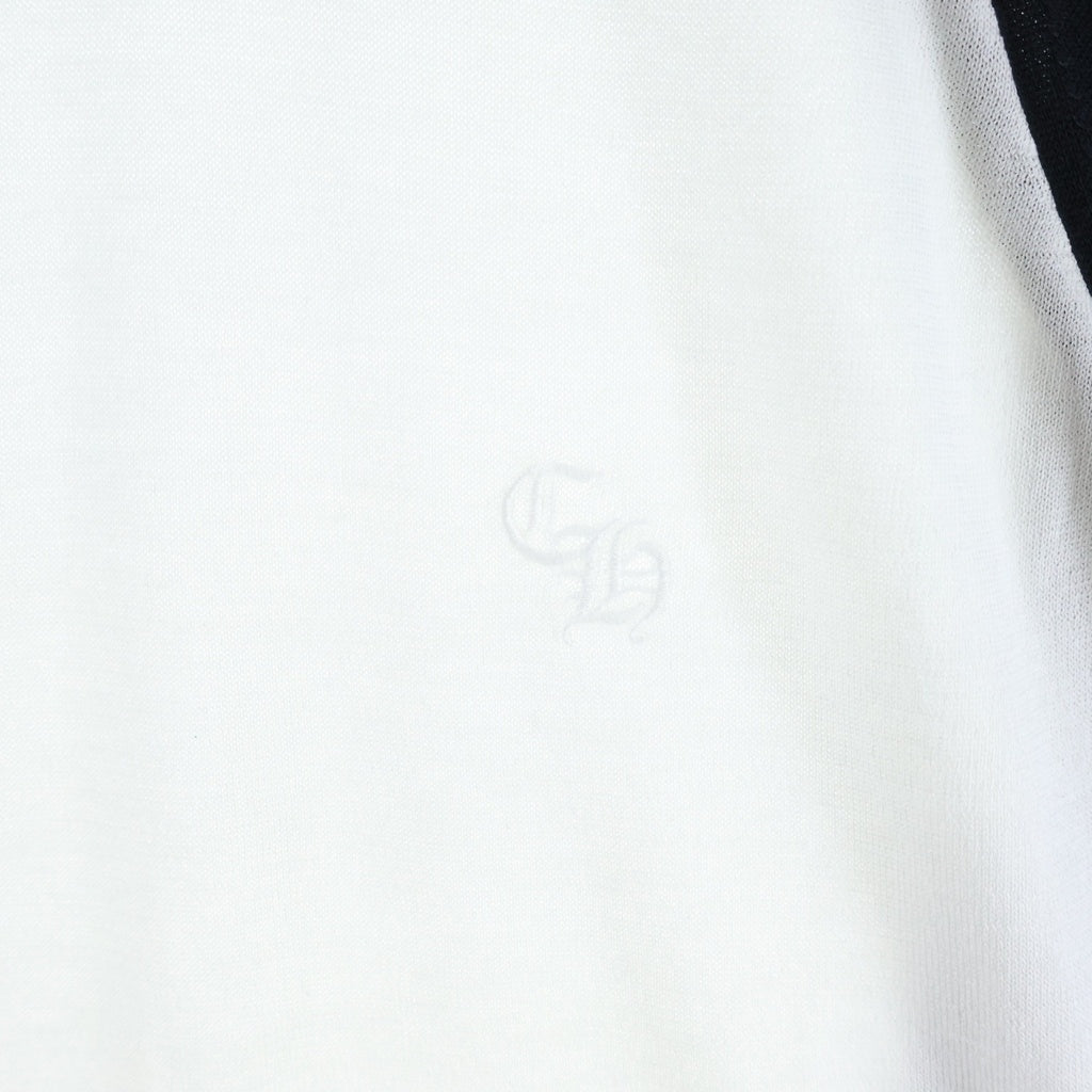 CHROME HEARTS(クロムハーツ) 3 Cross Patch CH Logo Embroidery Raglan Long Sleeve Tee クロムハーツ 3クロスパッチ CHロゴ刺繍 ラグラン ロングスリーブTシャツ ホワイト/ブラック