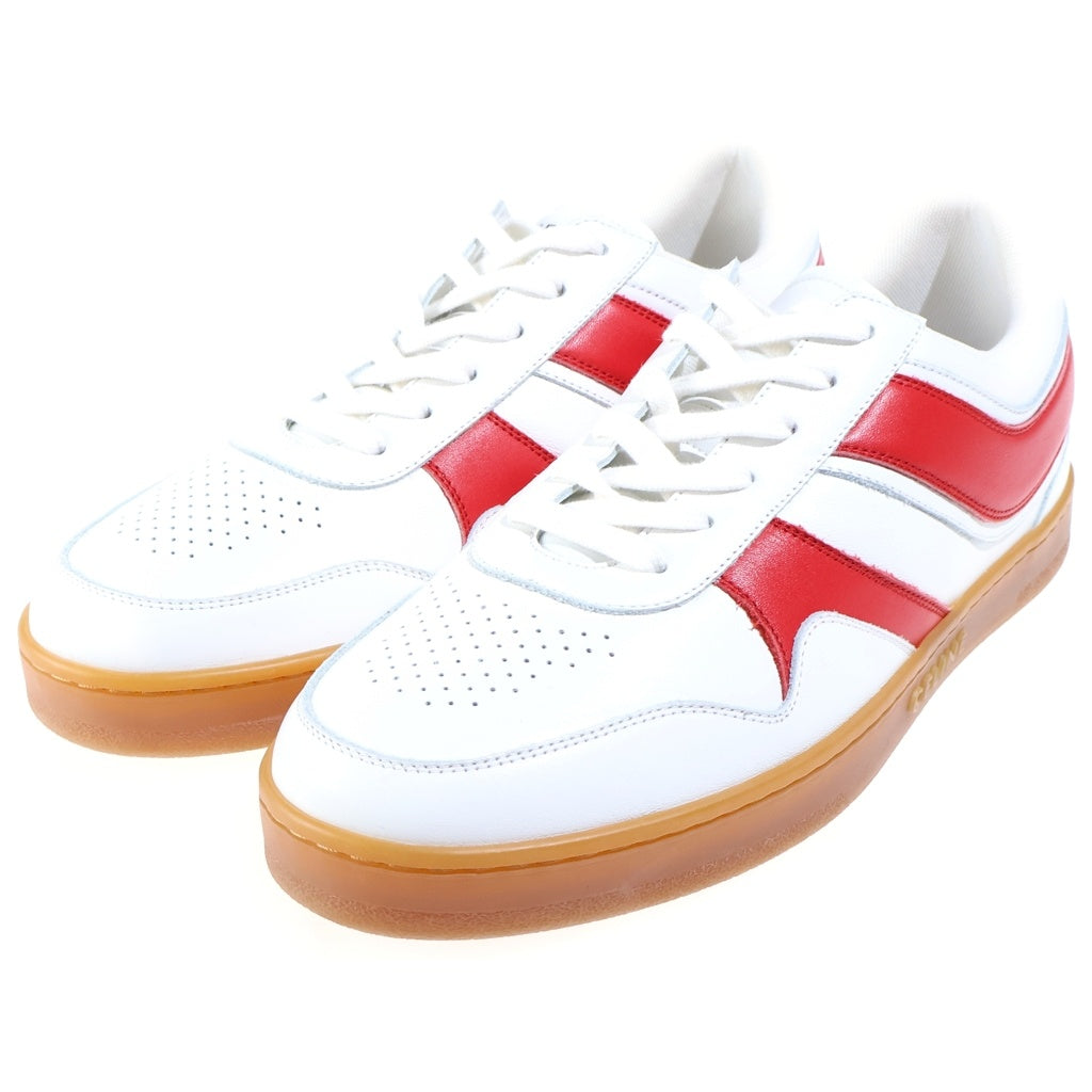 CELINE(セリーヌ) TRAINER LOW LACE-UP SNEAKER カーフスキン レースアップ ローカットスニーカー ホワイト/レッド