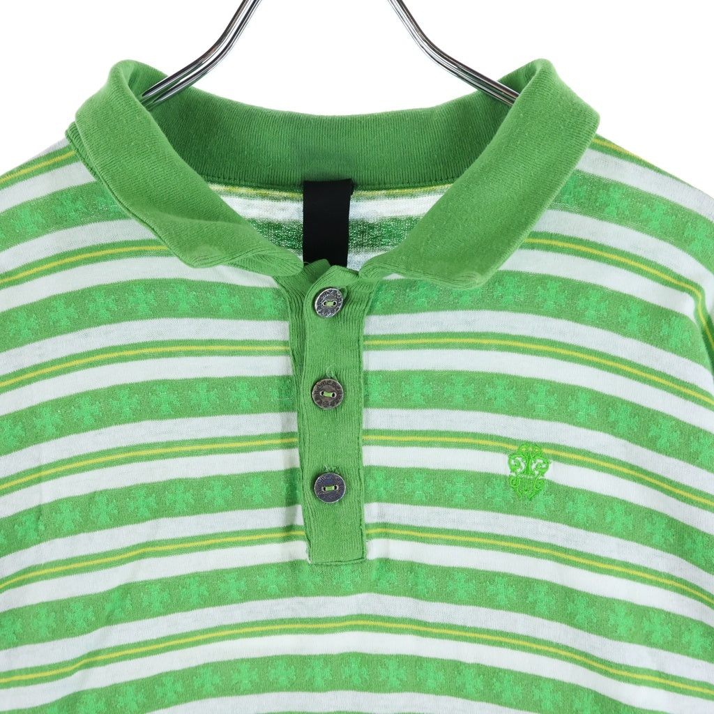 CHROME HEARTS(クロムハーツ) MATTY BOY Y NOT STRIPE POLO マッティボーイ ストライプ長袖ポロシャツ グリーン