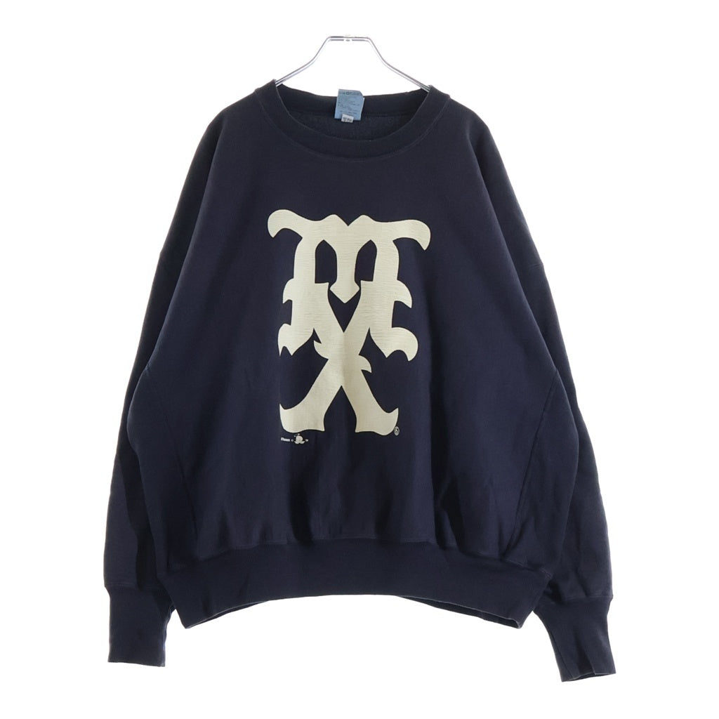 SAINT MICHAEL(セントマイケル) 24AW MX CREW SWT ダメージ加工 クルーネックスウェットトレーナー ネイビー SM-YS1-0000-033