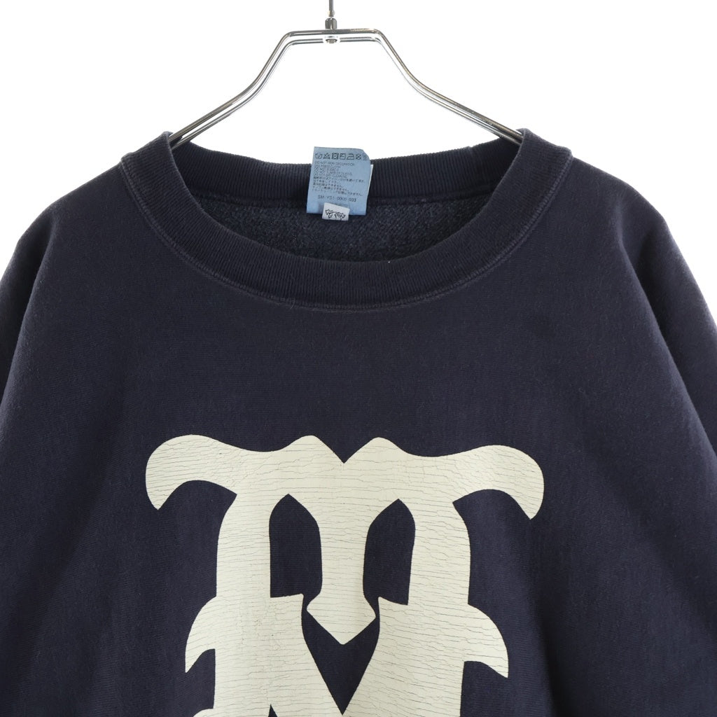 SAINT MICHAEL(セントマイケル) 24AW MX CREW SWT ダメージ加工 クルーネックスウェットトレーナー ネイビー SM-YS1-0000-033