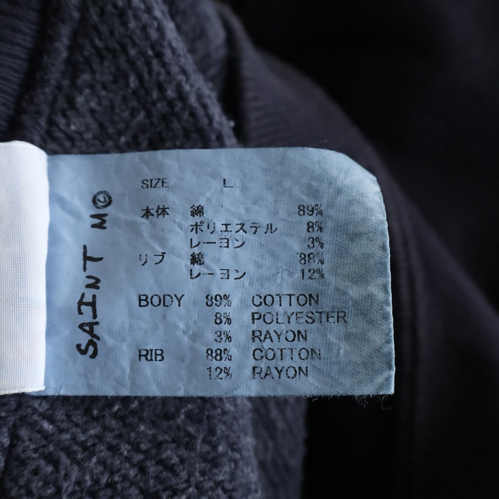 SAINT MICHAEL(セントマイケル) 24AW MX CREW SWT ダメージ加工 クルーネックスウェットトレーナー ネイビー SM-YS1-0000-033