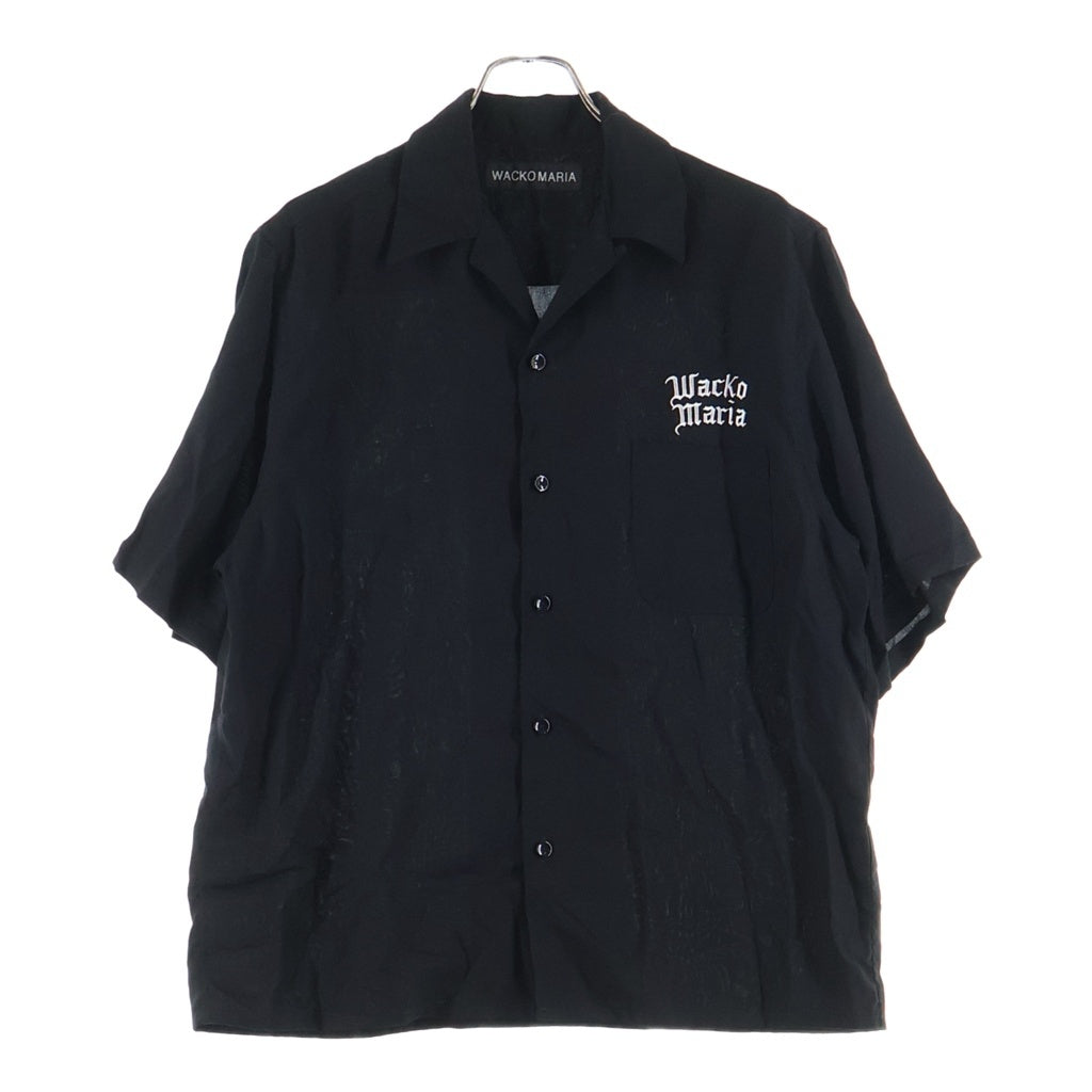 WACKO MARIA(ワコマリア) 26SS 50s OPEN COLLAR SHIR ロゴエンブロイダリー ポケット 半袖シャツ ブラック 26SS-WMS-OC04