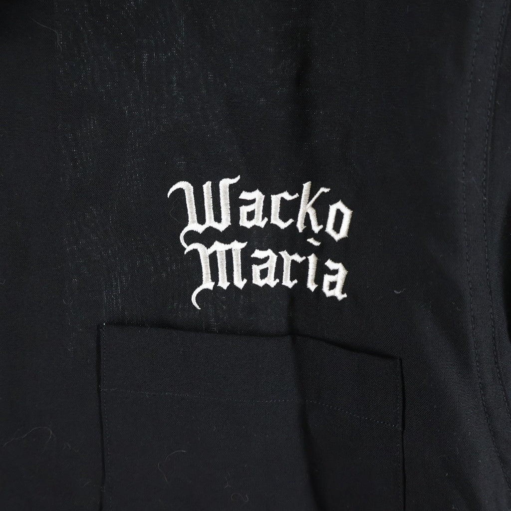 WACKO MARIA(ワコマリア) 26SS 50s OPEN COLLAR SHIR ロゴエンブロイダリー ポケット 半袖シャツ ブラック 26SS-WMS-OC04