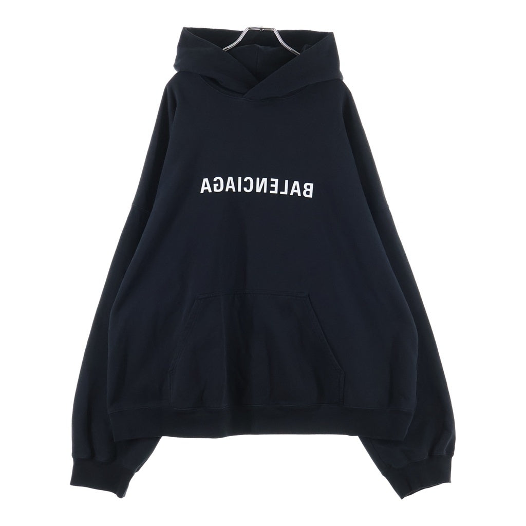 BALENCIAGA(バレンシアガ) 22AW リバースロゴ プリントデザイン フーデッド スウェット パーカー ブラック JP57 2022 02816