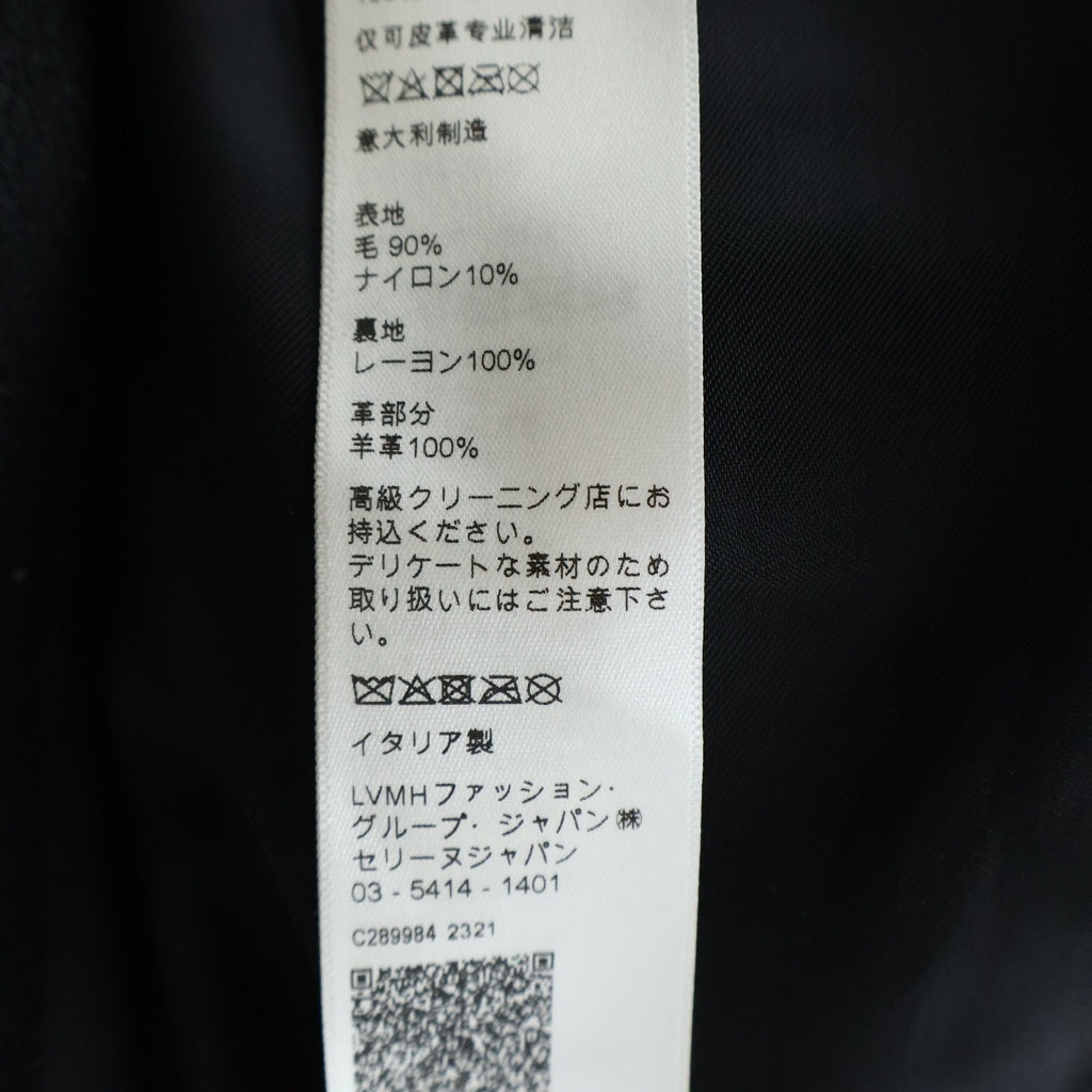 CELINE(セリーヌ) 19AW TEDDY JACKET レザー切り替え ウエスタン テディジャケット ブラック 2V534896C