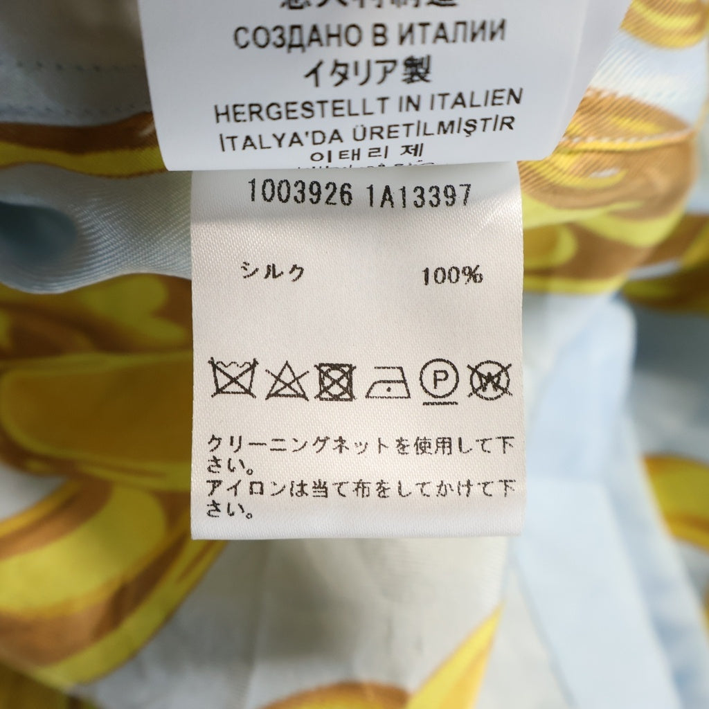 VERSACE(ヴェルサーチ) Silk Medusa Chain Shirt メデューサチェーンシャツ 開襟半袖シャツ 総柄 シルク イエロー 1003926 1A13397