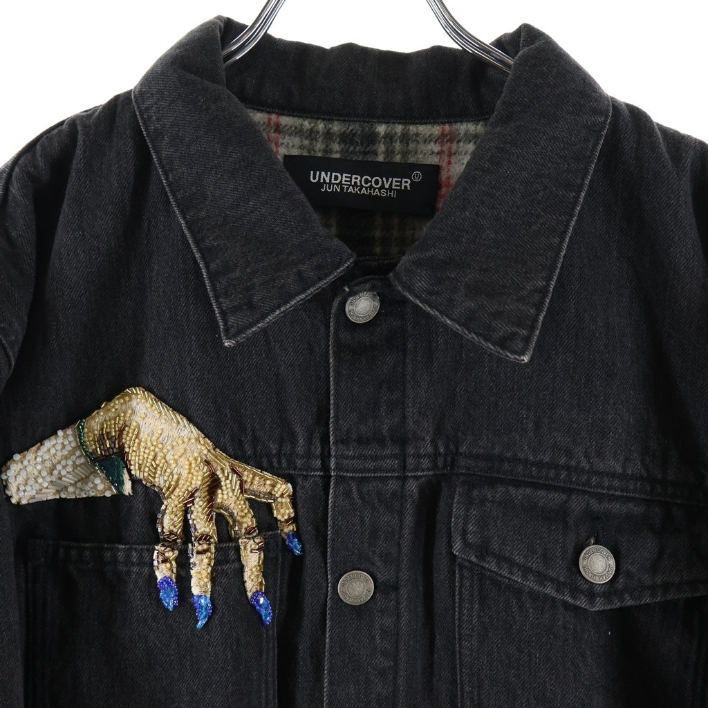 UNDERCOVER(アンダーカバー) 23AW HAND Denim Jacket UC2C4212 ハンドビーズ 裏シャギーCK 加工Gジャン ブラック