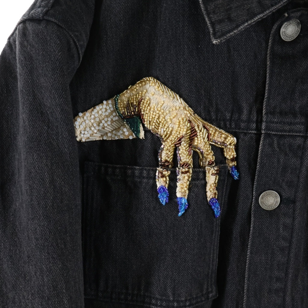 UNDERCOVER(アンダーカバー) 23AW HAND Denim Jacket UC2C4212 ハンドビーズ 裏シャギーCK 加工Gジャン ブラック