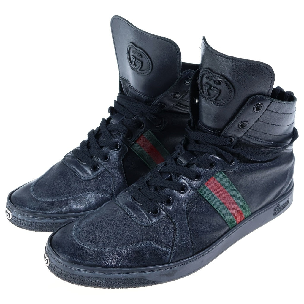 GUCCI(グッチ) インターロッキング ハイトップ レースアップ スニーカー ブラック 865439 AAGFF 1048