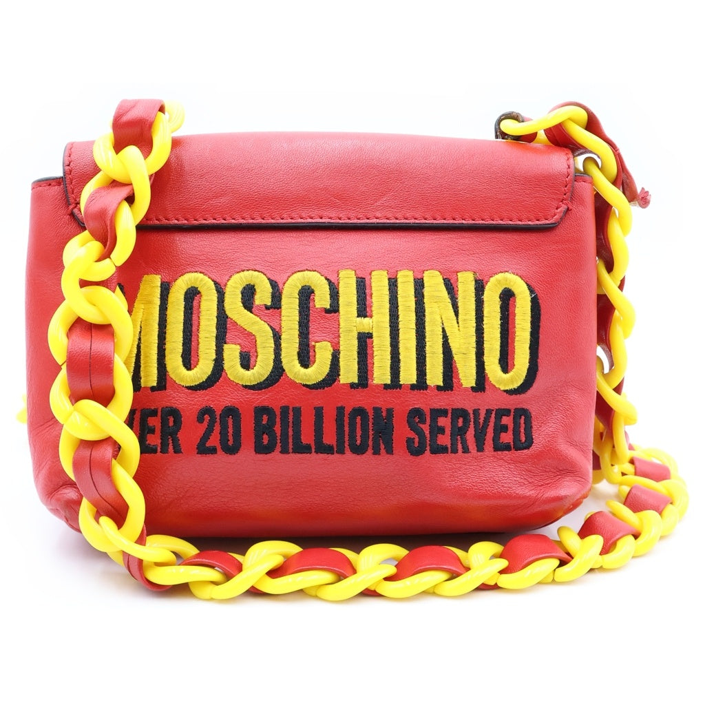 MOSCHINO(モスキーノ) McDonald's Shoulder Bag マクドナルド レザーショルダーバッグ レッド レディース