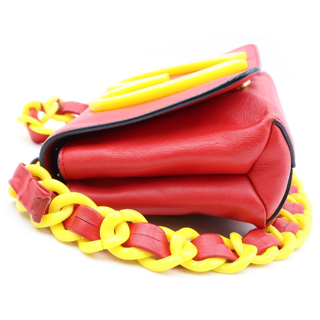 MOSCHINO(モスキーノ) McDonald's Shoulder Bag マクドナルド レザーショルダーバッグ レッド レディース