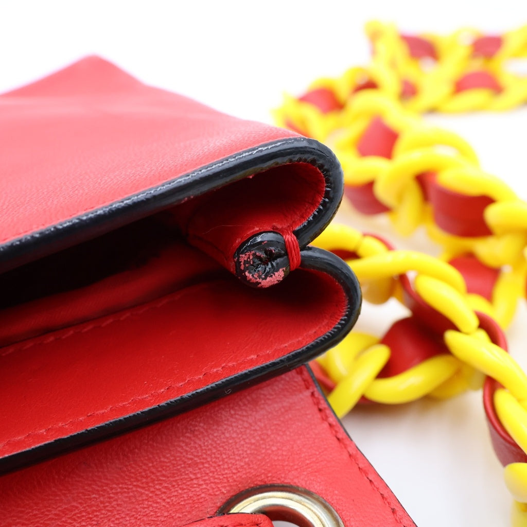 MOSCHINO(モスキーノ) McDonald's Shoulder Bag マクドナルド レザーショルダーバッグ レッド レディース