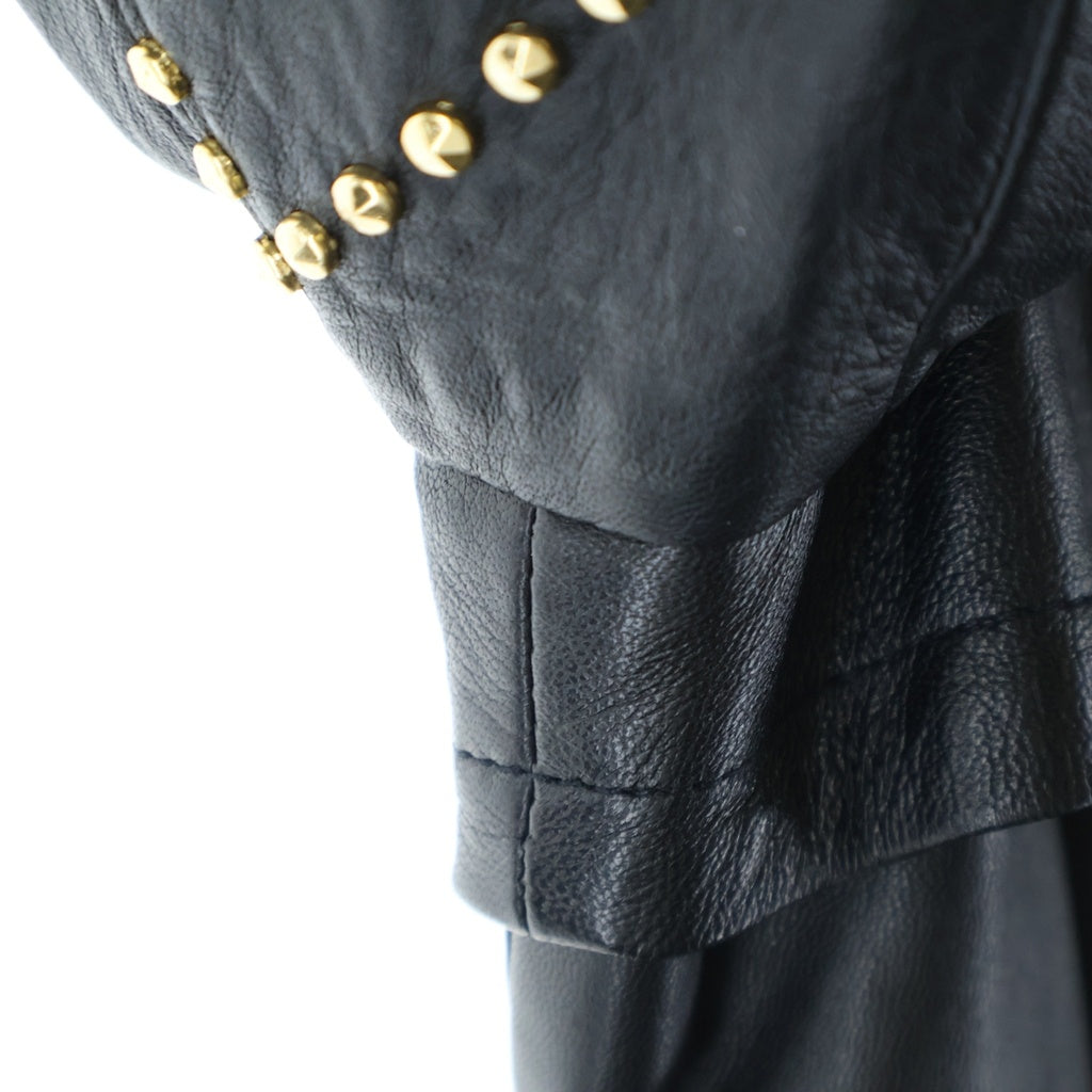 VERSACE(ヴェルサーチ) ×H&M Leather Long Coat スタッズ装飾 レザーロングコート ブラック レディース