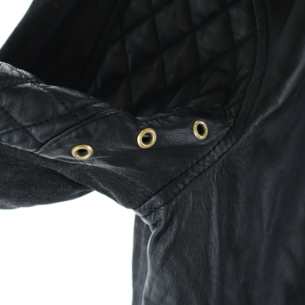 VERSACE(ヴェルサーチ) Double Riders Jacket デニム切替 ダブルライダースジャケット ブラック