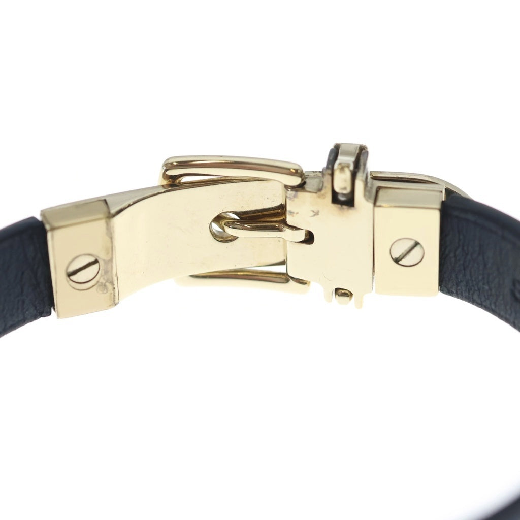 HERMES(エルメス) ブックルセリエ レザーブレスレット ブラック/ゴールド R刻印 レディース