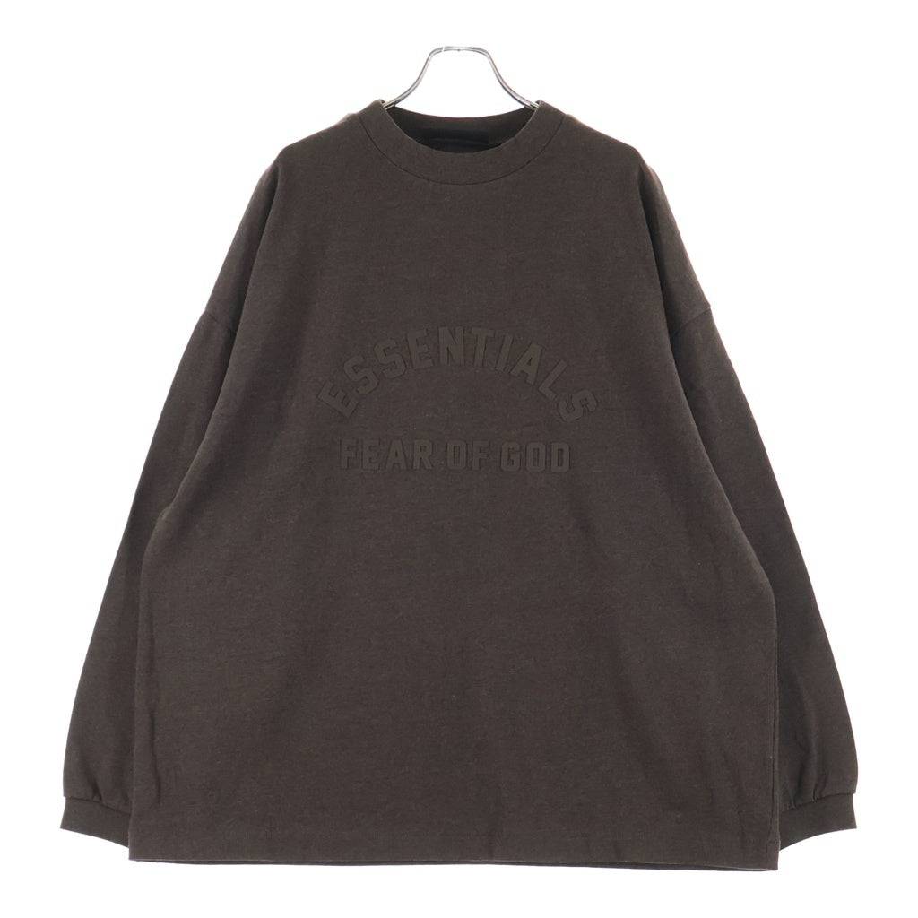 FEAR OF GOD ESSENTIALS(フィアオブゴッド エッセンシャルズ) HEAVY T-SHIRT ヘビーオンス ラバーロゴ 長袖Tシャツ ブラウン