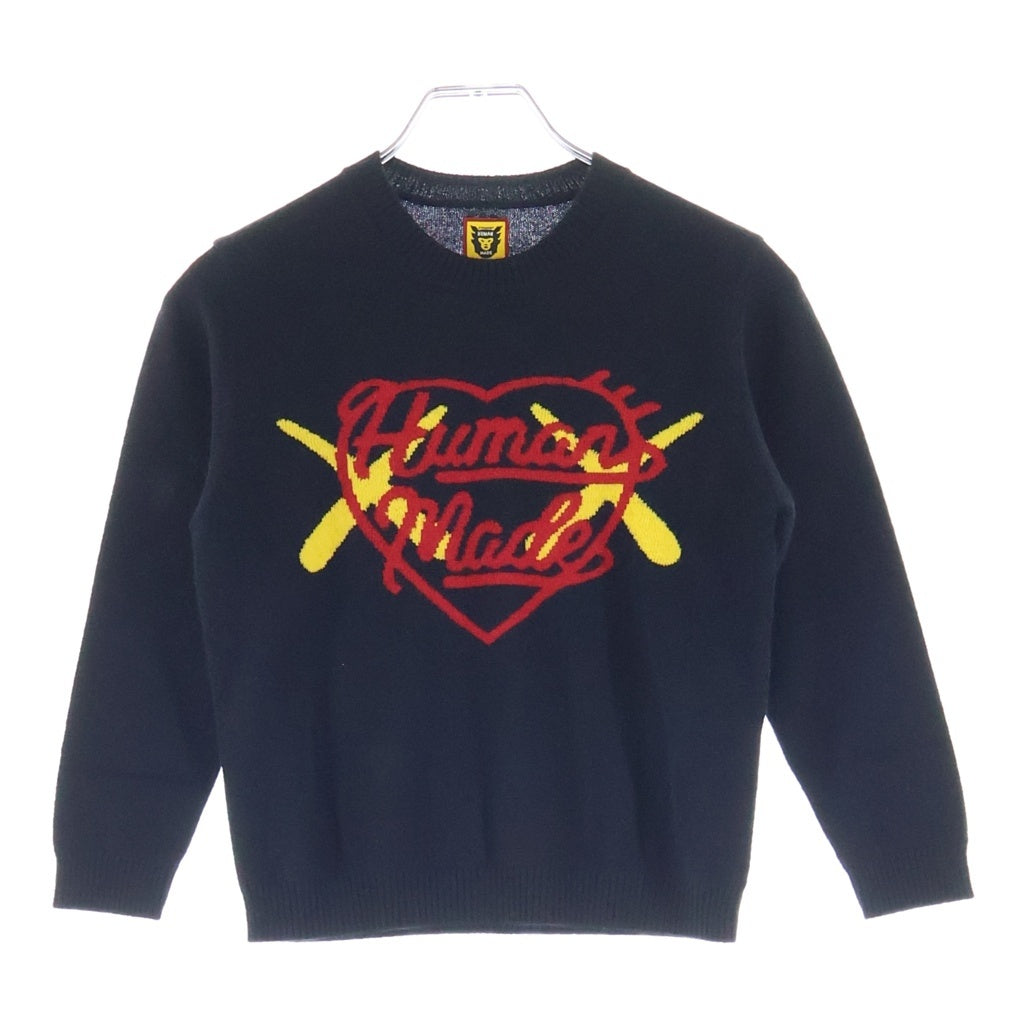 HUMAN MADE(ヒューマンメイド) x KAWS Made Knit Sweater Kids ×カウズ ロゴニット セーター キッズ ブラック XX26CS005